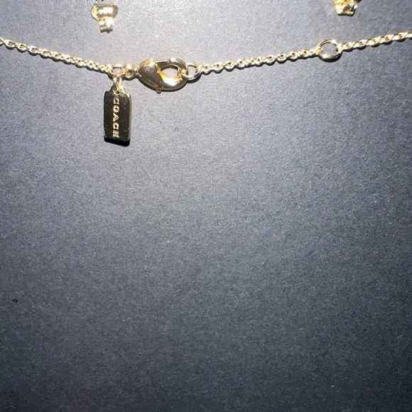 Coach Gold Earrings/Necklace with size 7 Pearl Accent ring - Picture 2 of 3